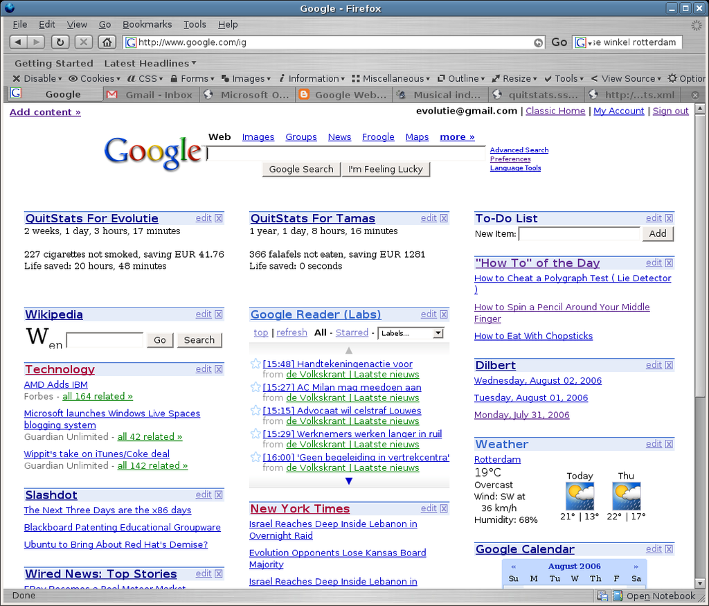 iGoogle homepage (2006)
